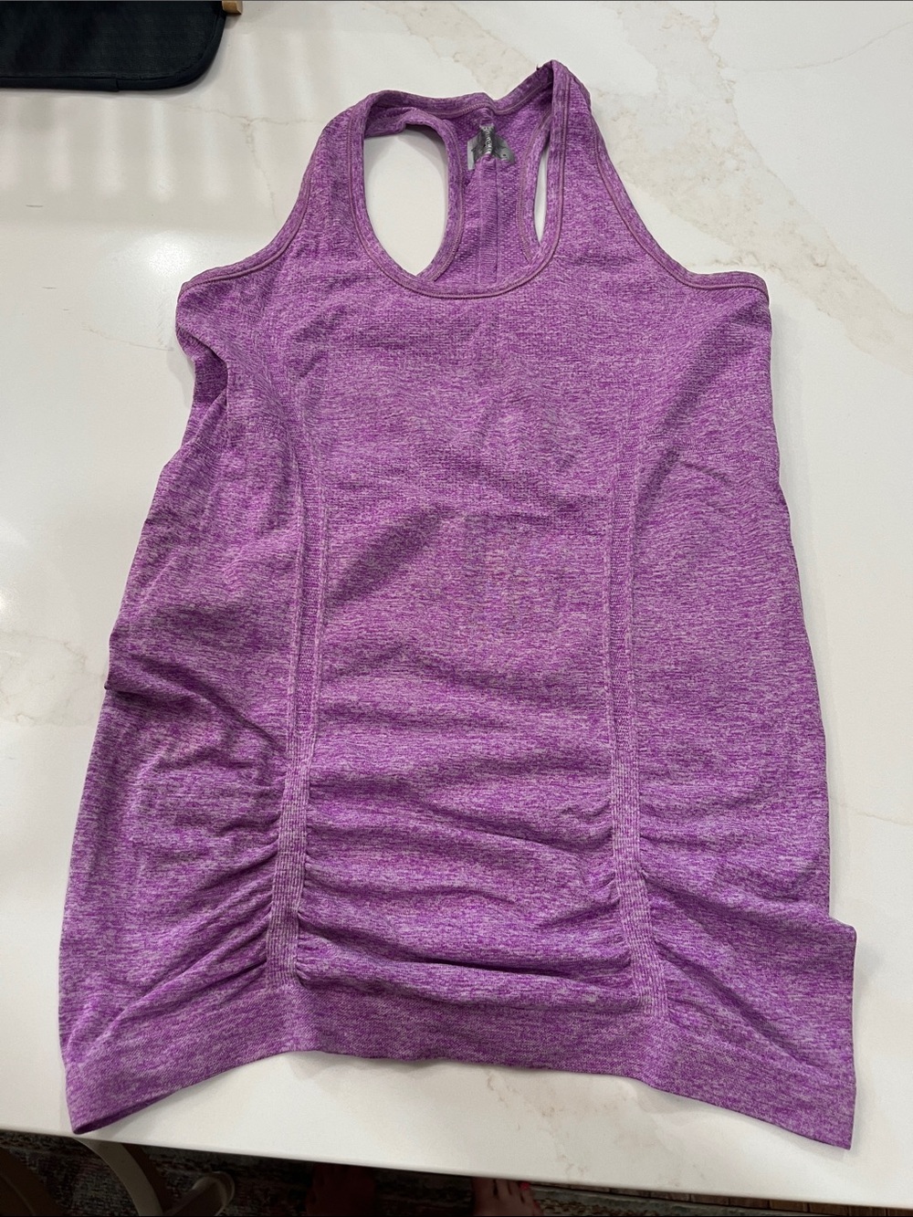 Athleta Heathered Purple Racerback Tank with Side Ruching